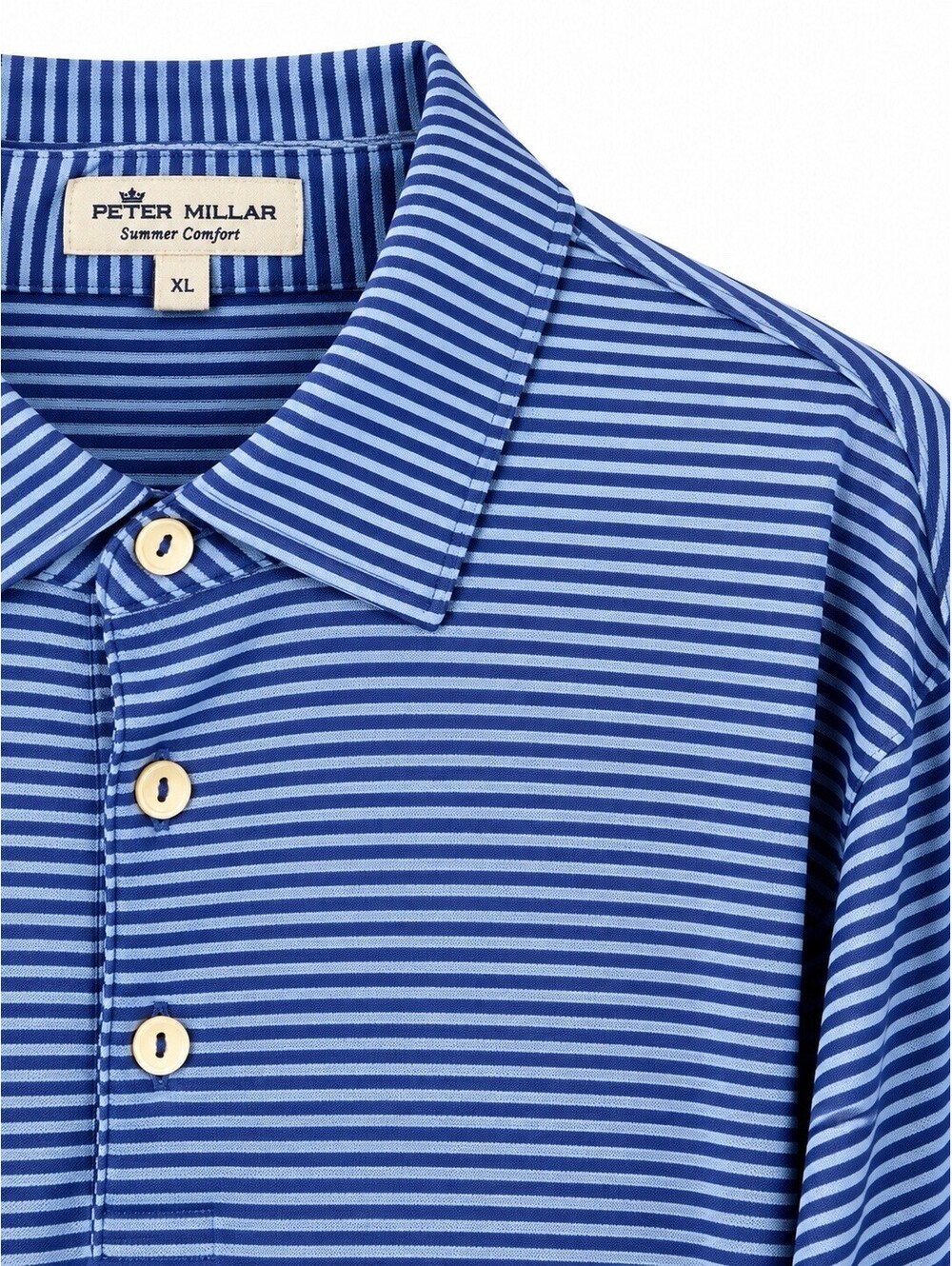 Peter Millar Summer Comfort Polo Shirt Mens XL Blue Striped Golf Performance
